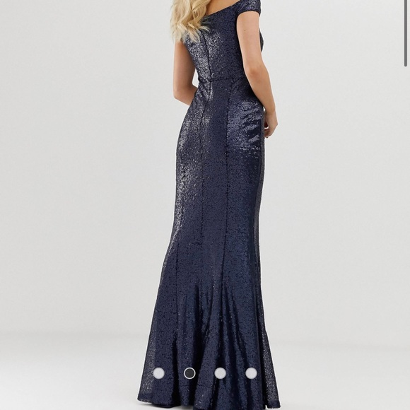 BNWT Navy Sequin Maxi Dress - US2/34 (wedding/holiday) - Picture 2 of 5